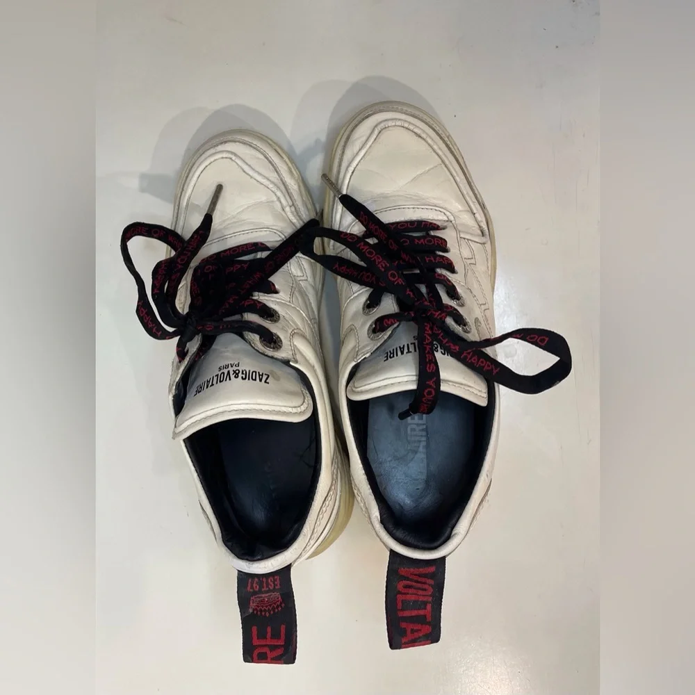 Zadig & Voltaire Women’s Blaze Stylish White Leather Sneakers Size‎ 7.5 (38)